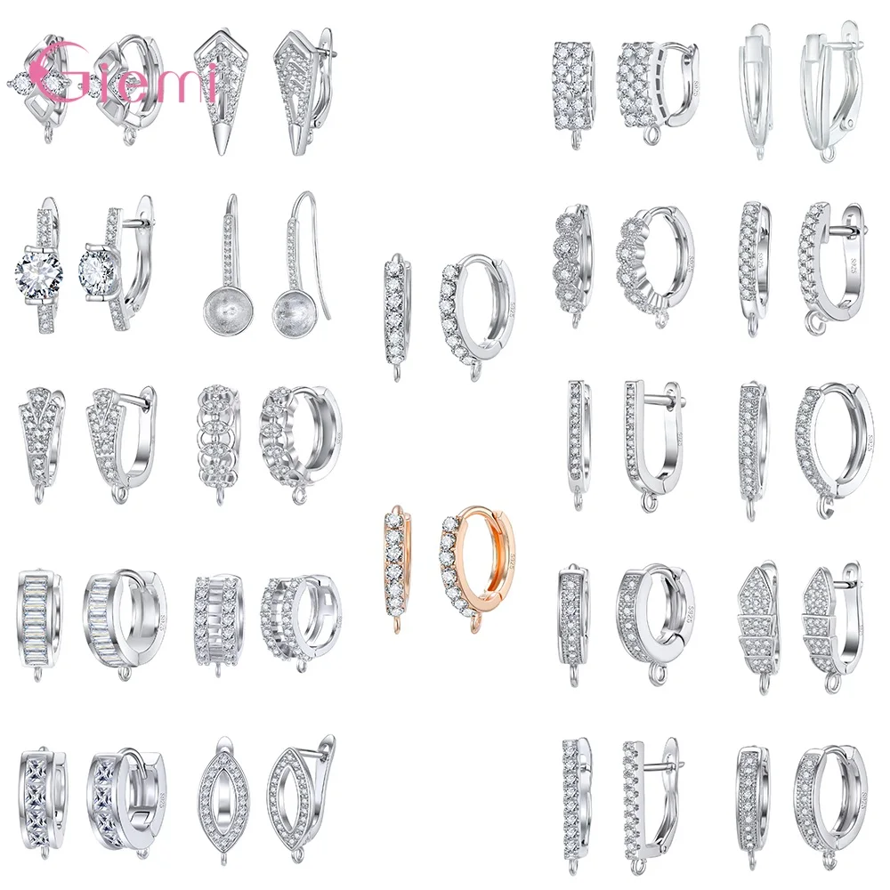 925 Silver Color DIY Earring Findings Cubic Zircon Clasps Hooks Fittings DIY Jewelry Making Accessories Hook Earwire Jewelry