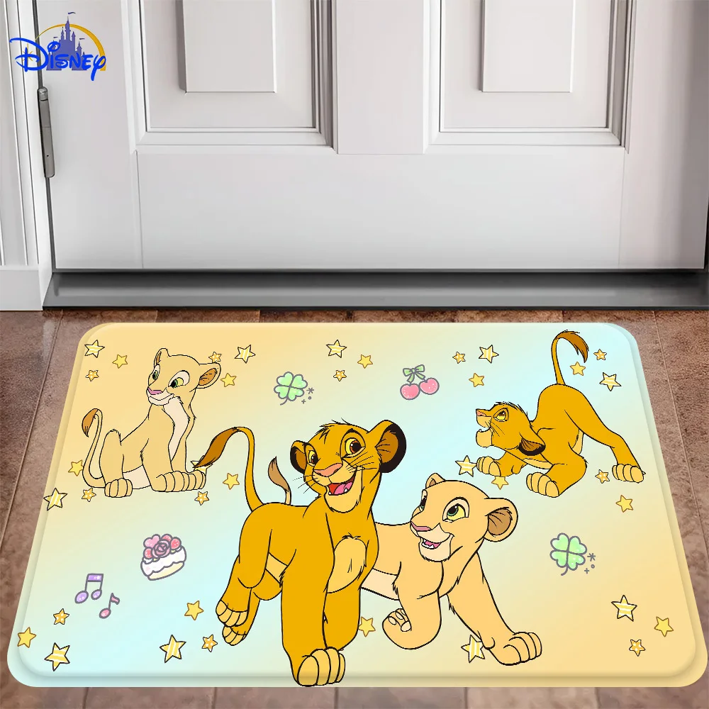 Alfombra de baño suave y antideslizante con diseño del Rey León de Disney, diseño plano 2D, alfombra de baño lavable de rápida absorción, adecuada para duchas