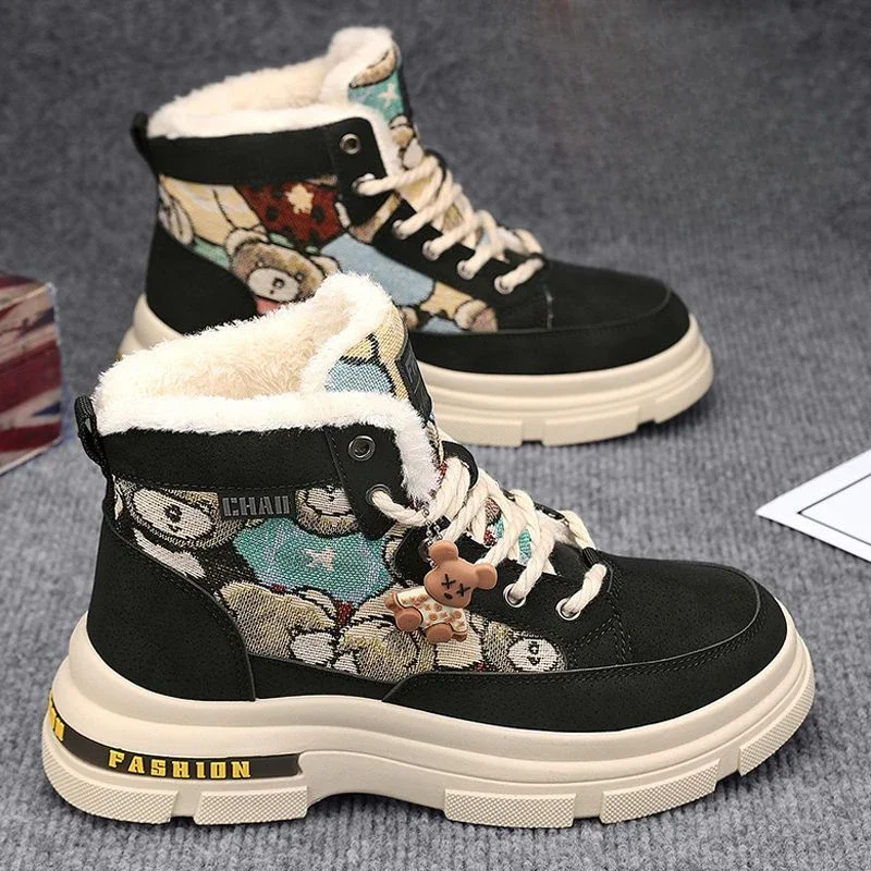 Platform Men's Snow Sport Boots Lace Up Brands Casual Outdoor Hiking Sale Fashion Original Deals Fur Male Winter Sneaker Shoes
