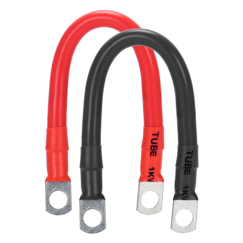 Silicone Battery Cable M6 M8 M10 Super Soft Flexible Silicone Wire 1/2/3/4/5FT With Lug SC Terminal Inverter Car Solar System