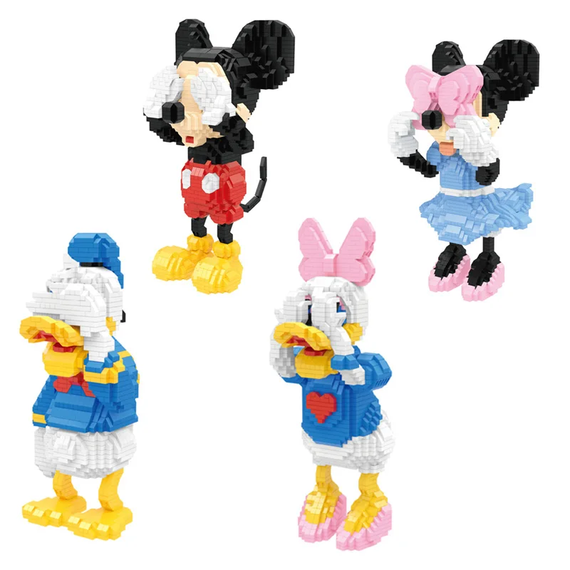 Mickey Mouse Micro Building Blocks Disney Blindfold Daisy Donald Duck Minnie Mouse Mini Bricks Figures Toys For Gift