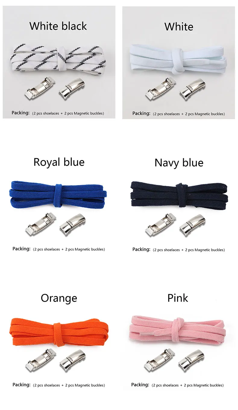 Elastische Schnürsenkel für Turnschuhe, magnetische Schnürsenkel ohne Bänder, 8 mm, verbreitert, flach, sicher, schnell, faule Schuhe, Spitze, Unisex, 1 Paar – Detail 8