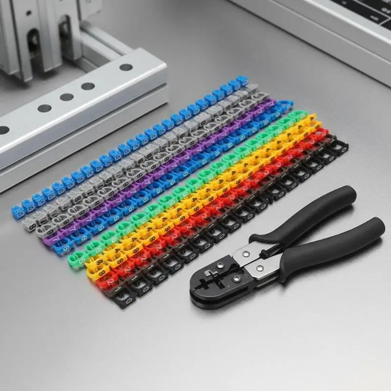 100Pcs Cable Markers Colourful C-Type Marker Number Tag Label For 1.2-10mm Wire Conspicuous And Easy To Identify