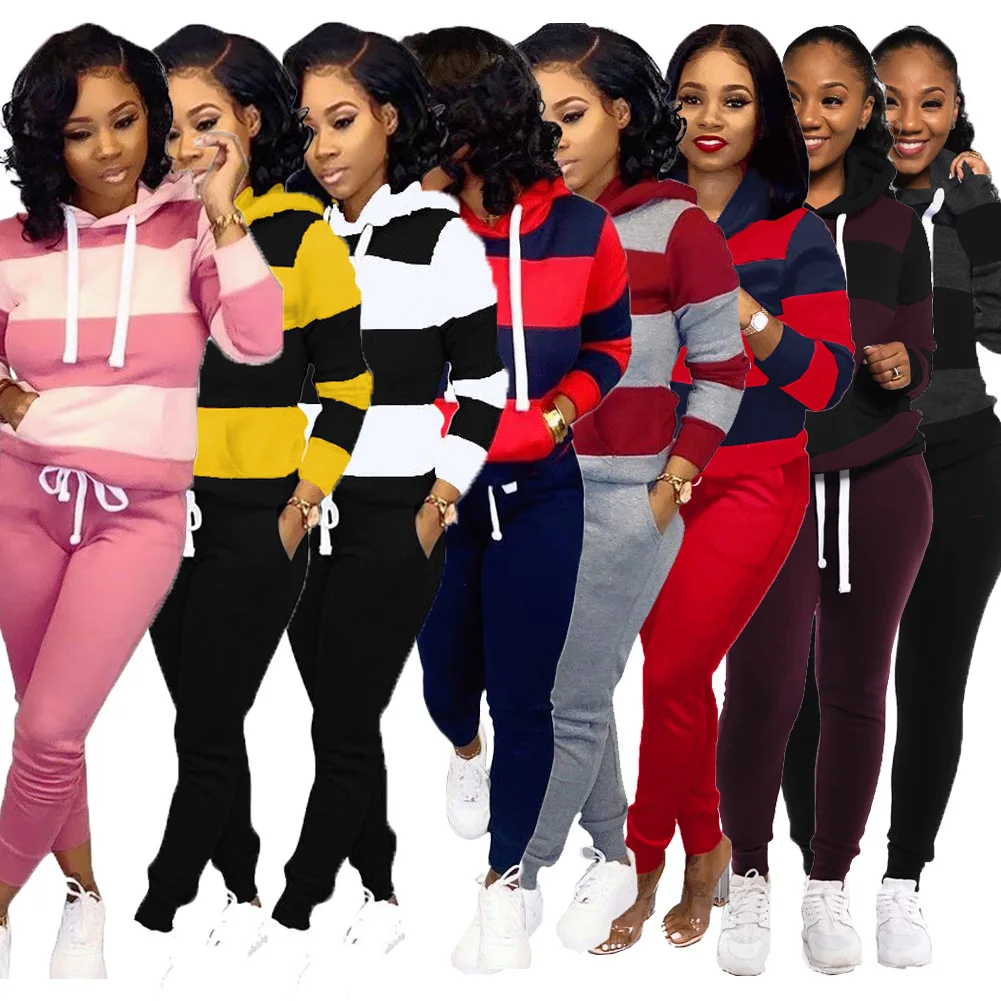 

Womens Tracksuit Fall Winter Sweat Pants And Hoodie Set Two Piece Sets Sweatsuits Casual Training Fitness Yoga Women Jogger Set