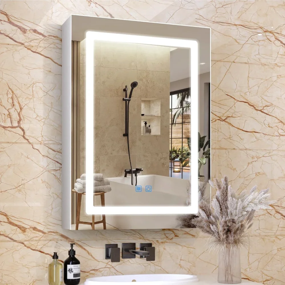 

Medicine Cabinets for Bathroom,Medicine Cabinet Mirror,Lighted Medicine Cabinet with LED Lights,Adjustable Shelf, 3-Color,