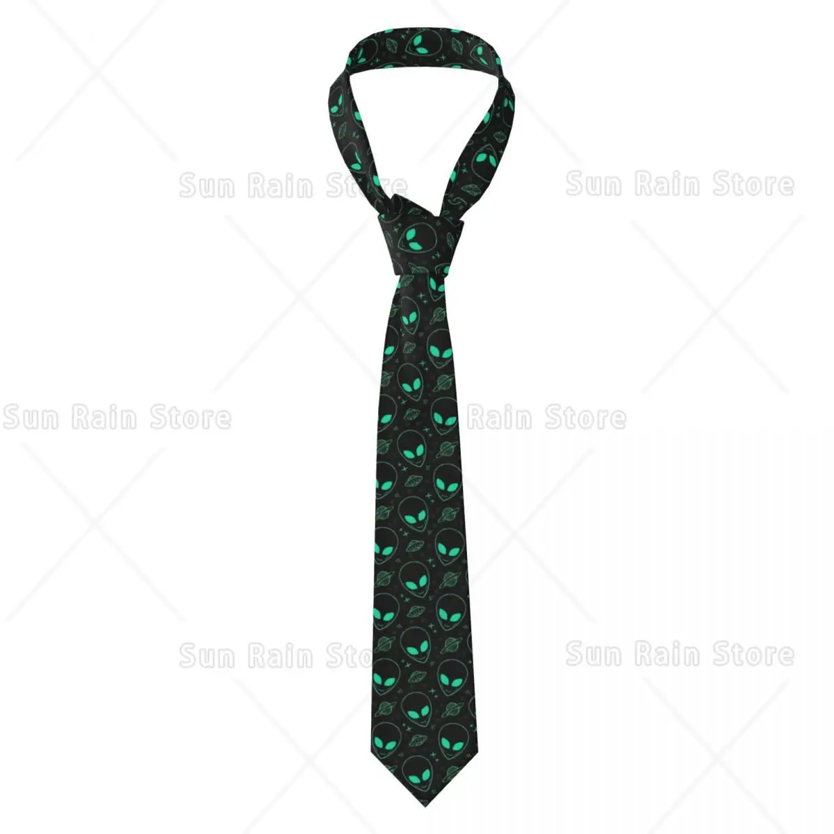 Custom Mens Alien And UFO Space Star Pattern Necktie Fashion Tie For Banquet