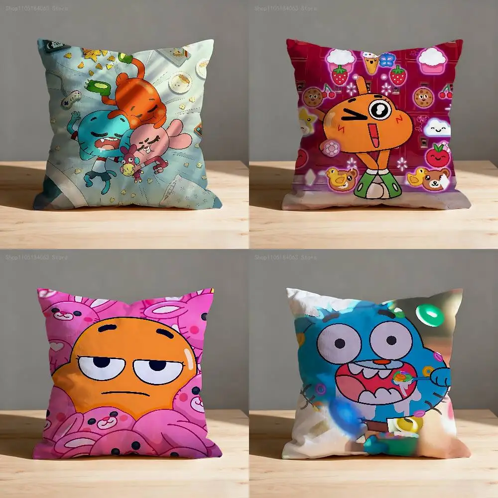 

A-Amazing W-World G-Gumball Pillow Case Print Polyester Fiber 40X40 cm Home Sofa Throw Cushion Cover Decoration