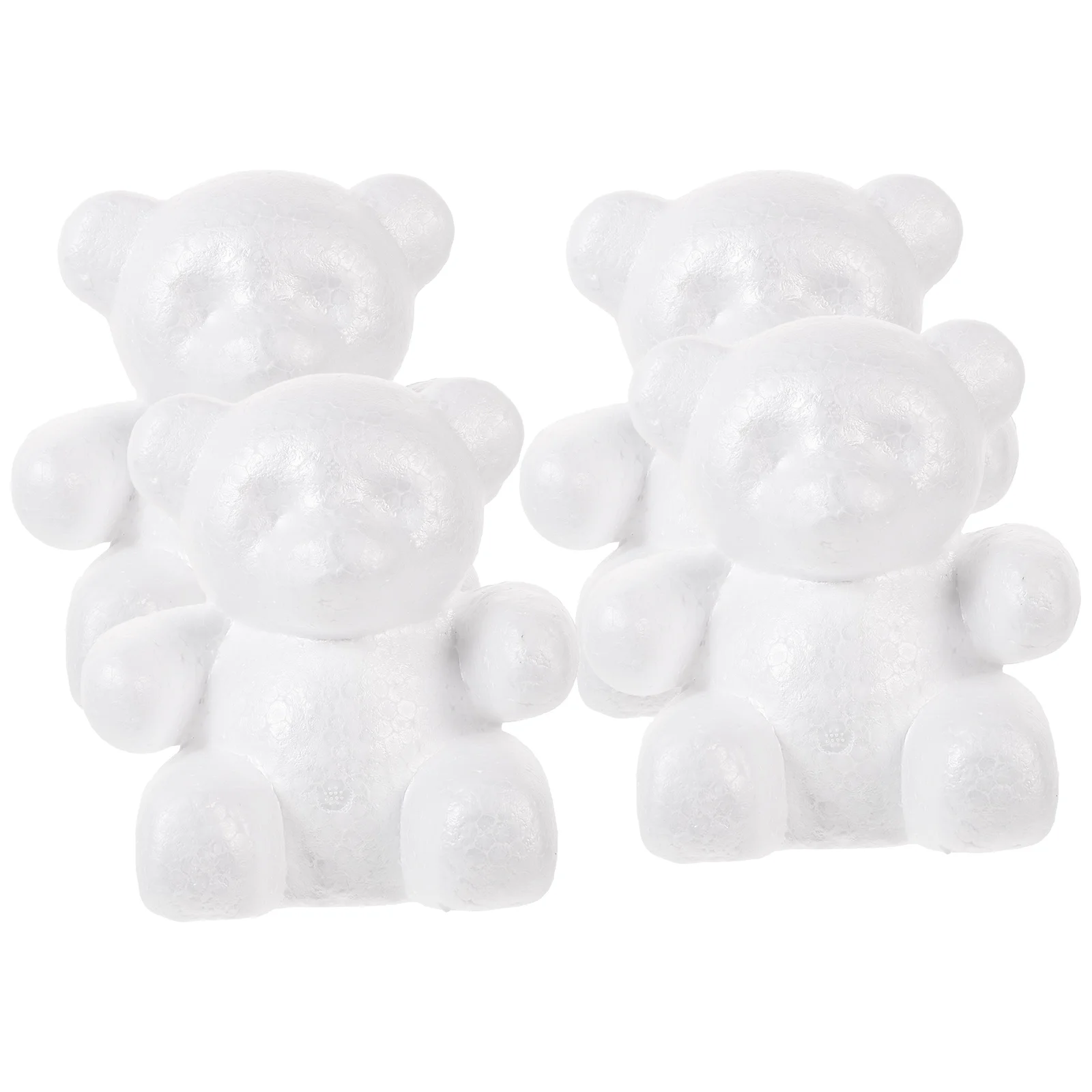 4pcs White Bear Shape Sculptures Craft Balls for DIY Decoration Flower Arranging (Height 15cm/Base Width 10cm)