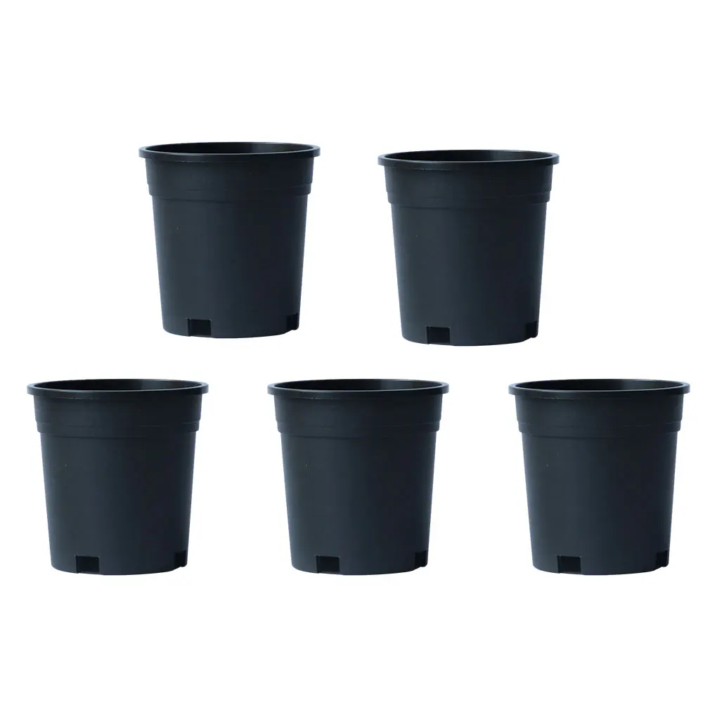 5piece Plastic Flower Pots – Deep And Drainage Holes For Preventing Waterlogging And Preferred Is Extruded Without