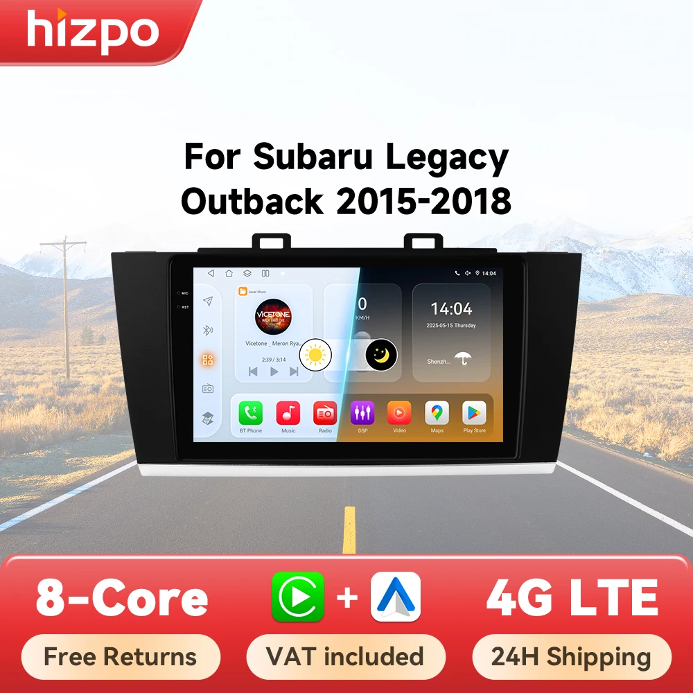 Hizpo Car Multimedia Player per Subaru Outback Legacy 2015 2016 2017 2018 navigazione Radio GPS 4G Android Carplay Auto Audio RDS