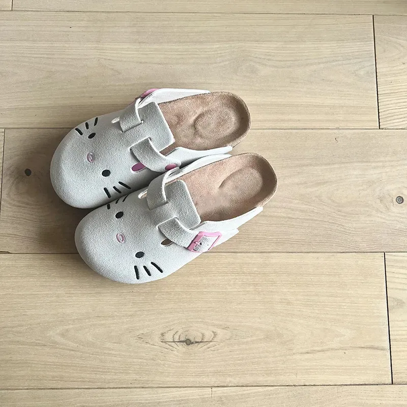 Miniso Hellokitty Schattige Boken Schoenen Outdoor Anti-Slip Cartoon Bedrukt Kawaii Slipper Volwassen Ronde Neus Strand Stijl Sandaal Voor Vrouwen