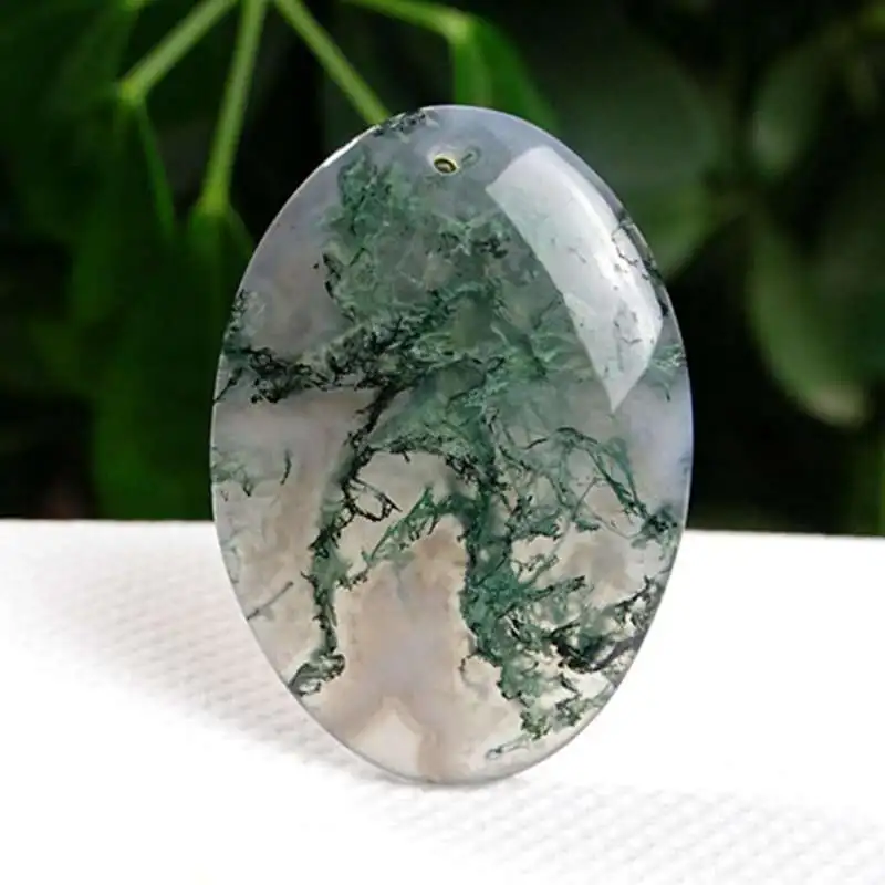 Water Plant Agate Pendant round Crystal Ocean Chalcedony Moss One Picture One Grass Factory Price Wholesale