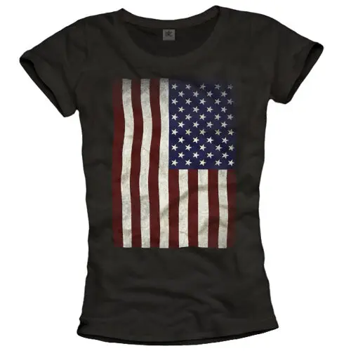 USA FLAGGE T-SHIRT DAMEN AMERIKA US FLAG UNITED STATES AMERICA VINTAGE TOP TOPS