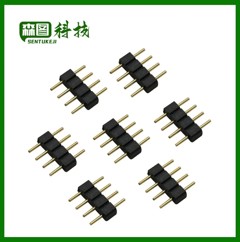 10pcs/lot 4 Pin RGB Connector Adapter pin needle male type double 4pin,For RGB 5050 3528 LED Strip DIY lights insert