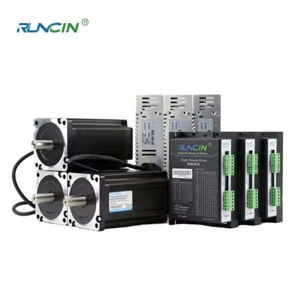 

Runcin 3-axis 2-Phase Nema 34 Hybrid CNC Stepper Motor 12N.m 1700 Oz.in with 6A Driver and 3 PCS Power Kit Ac Servos Cnc Servos