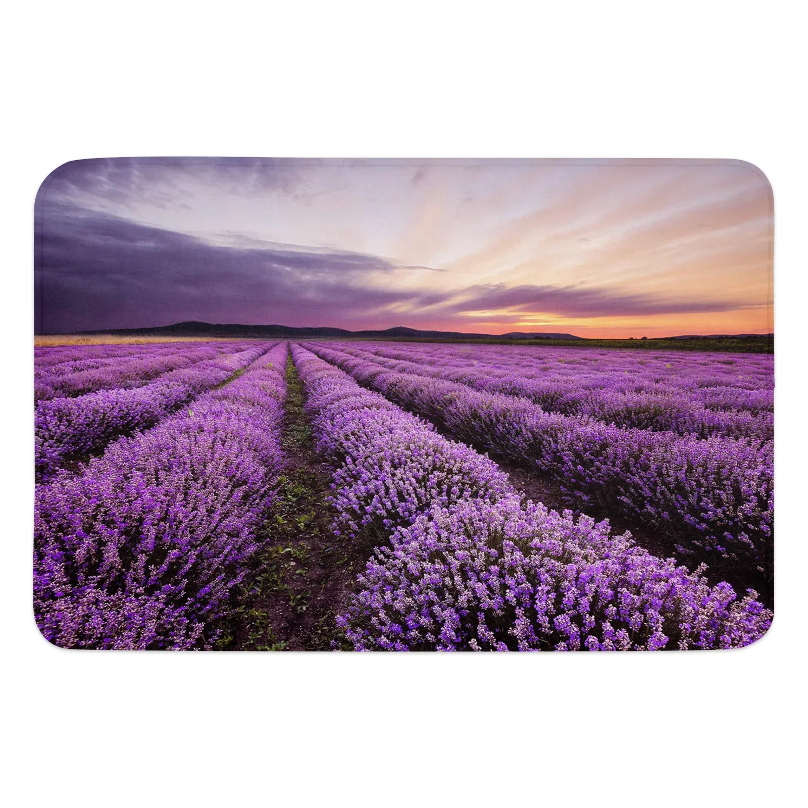 Plant Purple Lavender Flower Field Bathroom Mat Carpet Bathtub Floor Rug Shower Room Doormat Kitchen Entrance Pad Home Decor