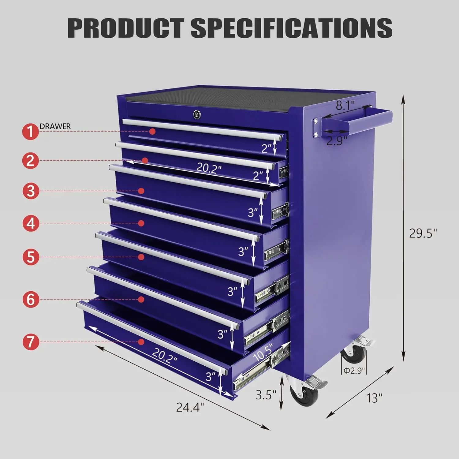 Metal Rolling Tool Box With 5 Layer Drawer Tool Box With Wheels Cart Mechanic Tool Storage Cabinet For Garage Workshop Warehouse