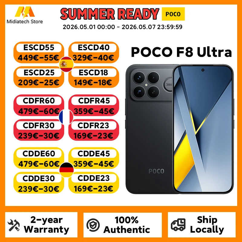 Globale Version POCO F8 Ultra Snapdragon 8 Elite Gen 5 Handy Smartphone 6,9" 120 Hz AMOLED-Display 6500 mAh 100 W Akku POCO Telefon