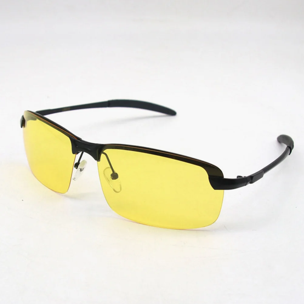 

2pcs Men'S Polarized Sunglasses Square Metal Frame Anti-Glare Yellow Lens For Night Driving Outdoor Sports Safety Uv Protection
