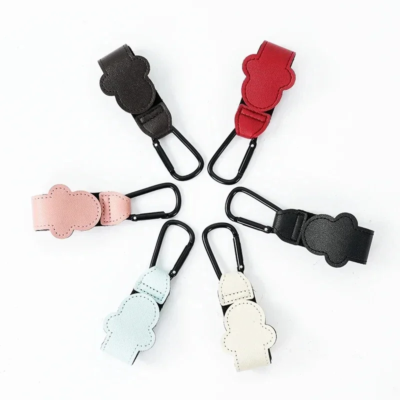 1/2/4pcs New Cartoon PU Leather Baby Bag Stroller Hook Rotatable Cart Organizer Pram Hook Pram Stroller Accessories