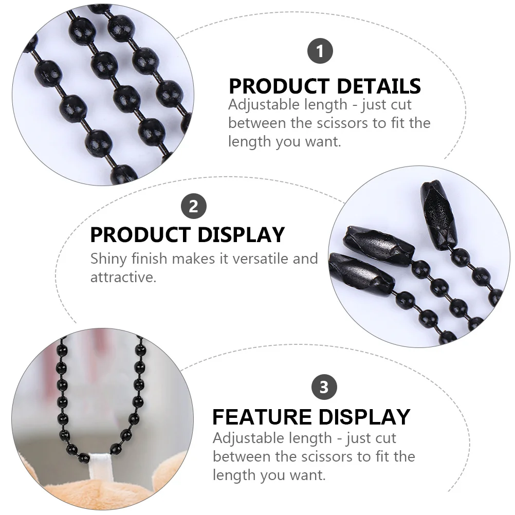 

100Pcs Durable Antirust Highpolished Ball Chain Shiny Finish DIY Jewelry Making Adjustable Length 2.4mm Metal Bead Tag Necklace