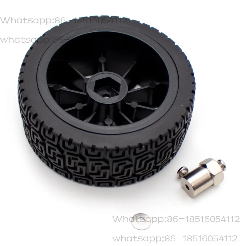 85MM Diameter Black Rubber Tire Self-Balancing Trolley Robot Intelligent Trolley Wheels Sponge Inner Liner With Metal Coupling