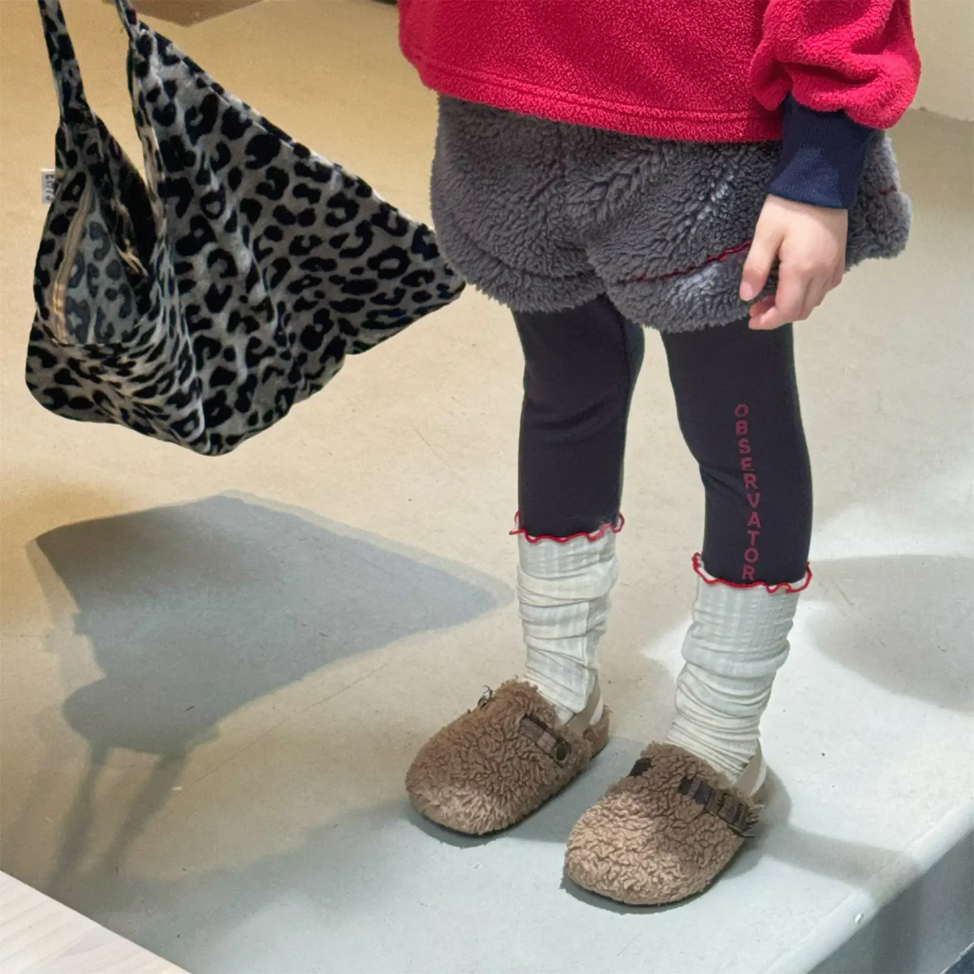 جديد وصول 2025 فتاة الملابس امبسوول السراويل 1-6Y شتاء دافئ الصوف سراويل تقليدية الأطفال لطيف بلون قيعان الزي #3