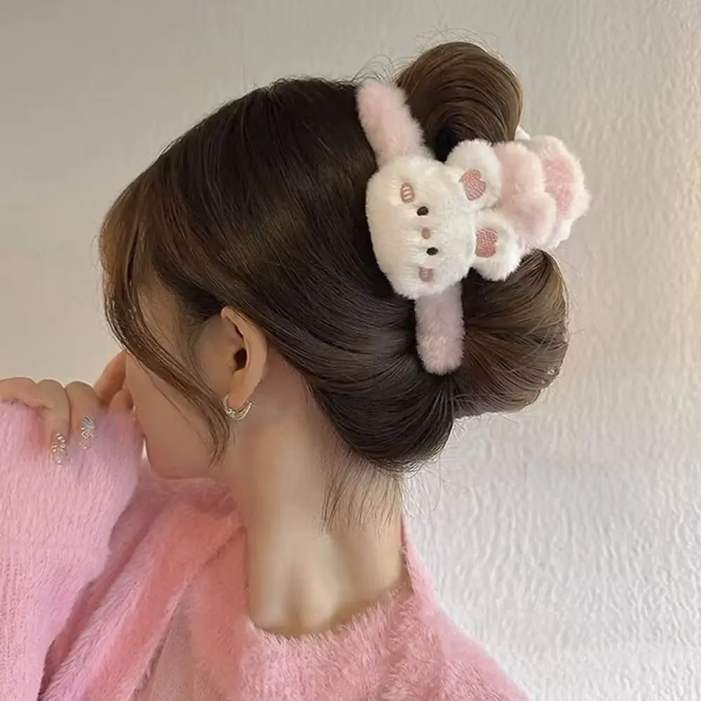 Plush Hair Claws For Women Girls Hair Accessories Cartoon Animal Acrylic Hair Clips Cute Panda Rabbit Frog Doll Shark Clip