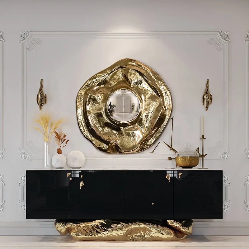*Shaped Decorative Mirror - Light Luxury Villa Background Wall, Wall Mounted Irregular Entrance Mirror for Home Decoration