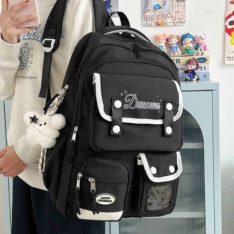 

Japanese Girls Aesthetic Backpack Cute Harajuku Style Student School Bag Multi Pockets Womens Laptop Backpack For Teens