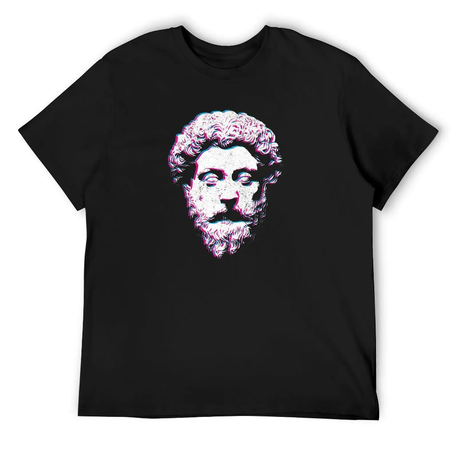 Stoicism Philosopher King Marcus Aurelius Glitch Effect T-Shirt heavyweights baggy shirts mens t shirt