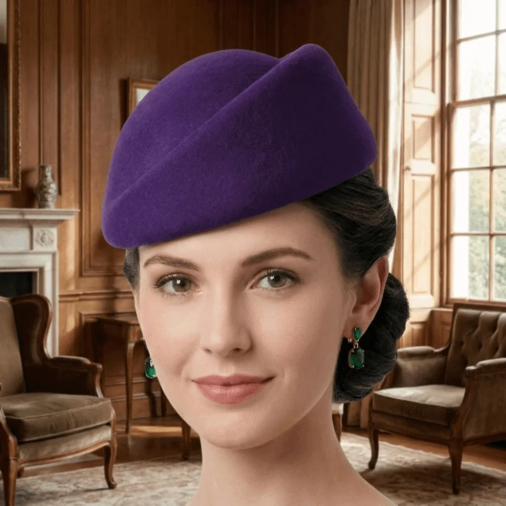 Warm Felt Fabric Beret Elegant Style Versatile Design Pillbox Hat All-match Classic Airline Stewardess Caps Autumn Season
