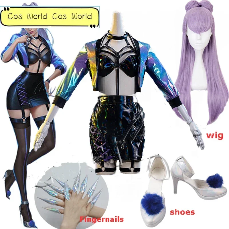 Game KDA Evelynn Cosplay Costume KDA ALL OUT Evelynn Cosplay Outfits Uniform Wig Shoes For Women Halloween Carnival Party Props