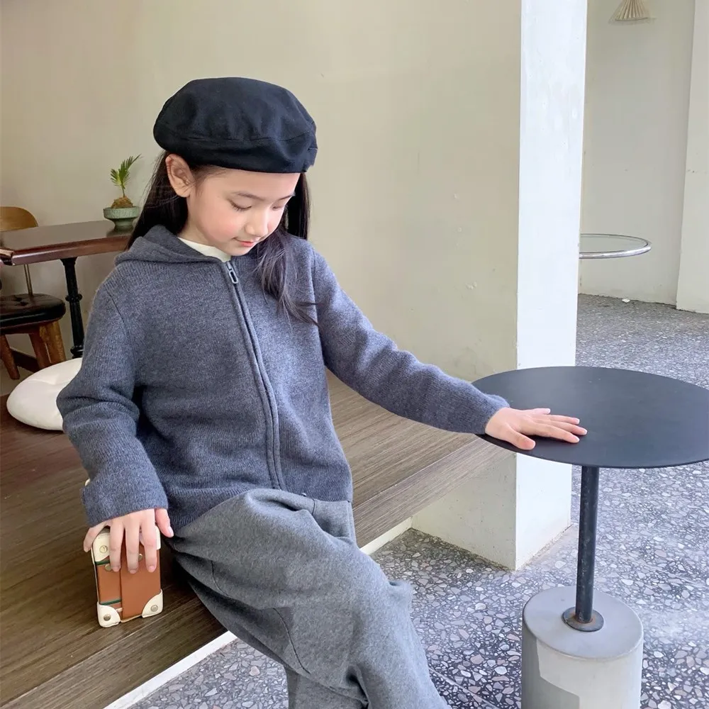 

kids girl clothes baby coat Super soft girls' cardigan wool Jackets Girls' minimalist jacket