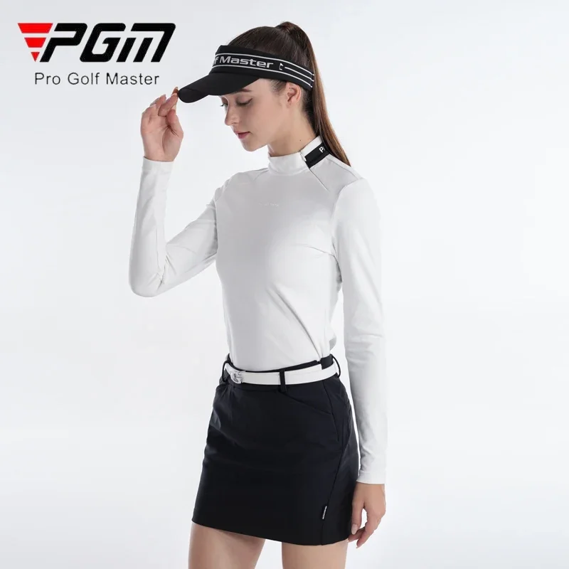 PGM Lady Velvet Sleeve Sport Shirt Women Slim Stand Collar Underwear Spring Elastic Keep Warm Golf Shirt Training Sportswear