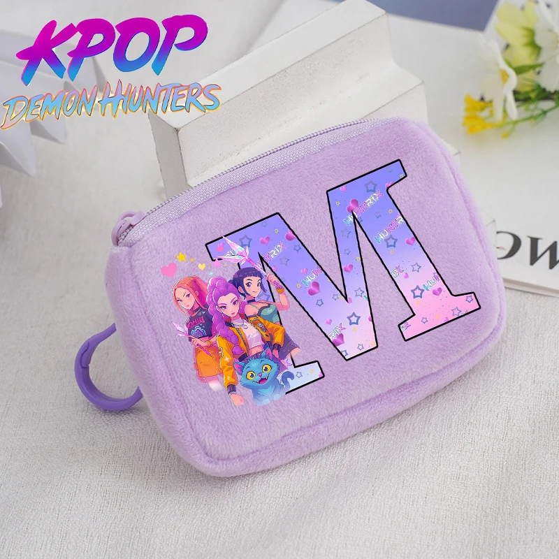KPop شيطان الصيادين الأرجواني محفظة نسائية للعملات المعدنية أنيمي الكرتون لطيف حقيبة المال بنين بنات مفتاح بطاقة تخزين الحقيبة الصغيرة المحمولة حقيبة صغيرة #1