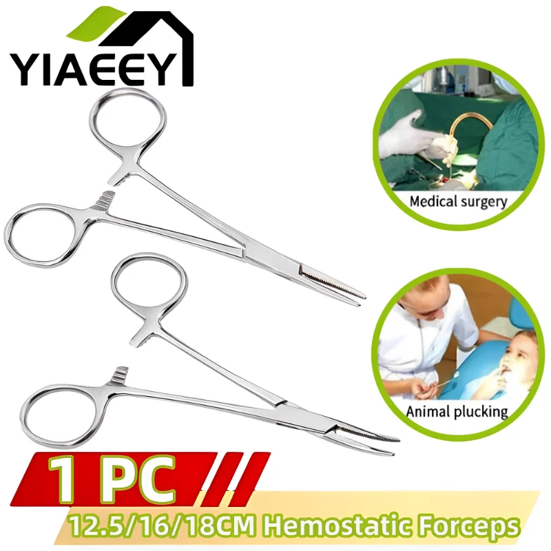 Stainless Steel Curved Tip and Straight Tip Forceps Locking Clamps Hemostatic Forceps Arterial Forceps Clamp Fish Hook Pliers