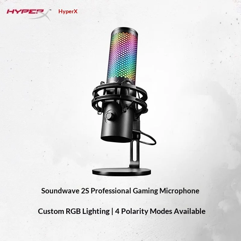 HyperX QuadCast 2 USB Condenser Microphone aRGB Lighting Tap‑to‑Mute 4 Polar‑Pattern Mic For PC Live‑Streaming Gaming Broadcast