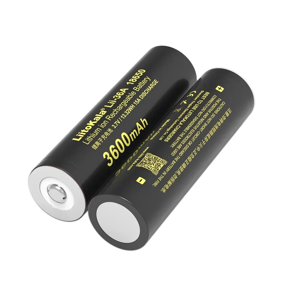 20PCS New LiitoKala Lii-36A 18650 3600mAh 3.7V Lithium Rechargeable Battery with Pointed (No PCB) for Flashlight Batteries
