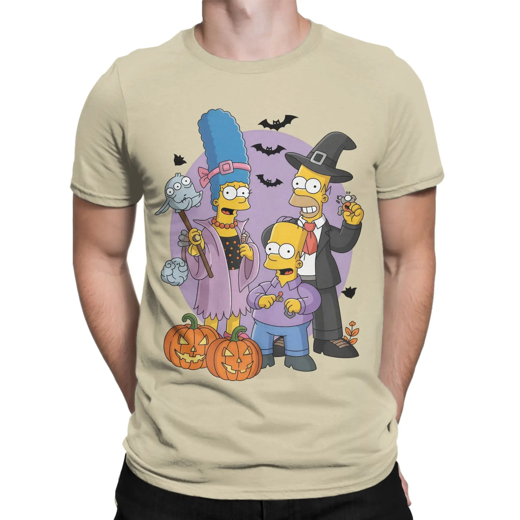 Men Cartoon S-Simpsons Halloween T Shirts  Pure Cotton Clothes Casual Short Sleeve Crew Neck Tee Shirt Gift Idea T-Shirts