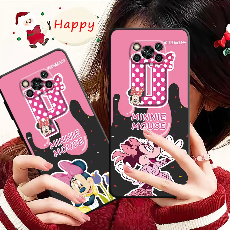 Phone Case For Xiaomi Poco X3 NFC F5 Mi 11T for Huawei P30 P40 for Honor X8a X8 90 for Pixel 7 Disney Pink Letter Minnie Mouse