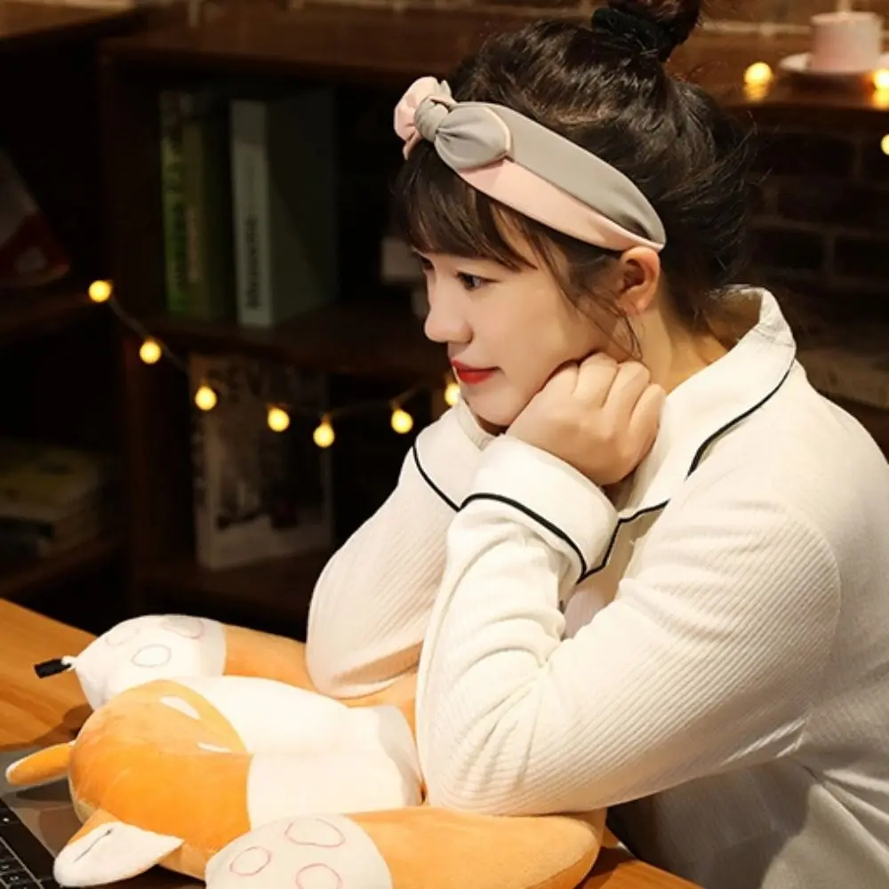 Almohada calentadora de manos de doble capa, almohada de felpa súper suave para gato, almohada para siesta en la oficina, relleno para mantener el calor, almohada para el cuello Shiba Inu para hombres y mujeres