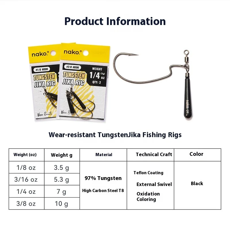 NAKO Вольфрамовая сталь спрашивает окунь Luya, мягкая приманка, бесплатная рыболовная группа с свинцовой подвеской, кривошипный крючок
