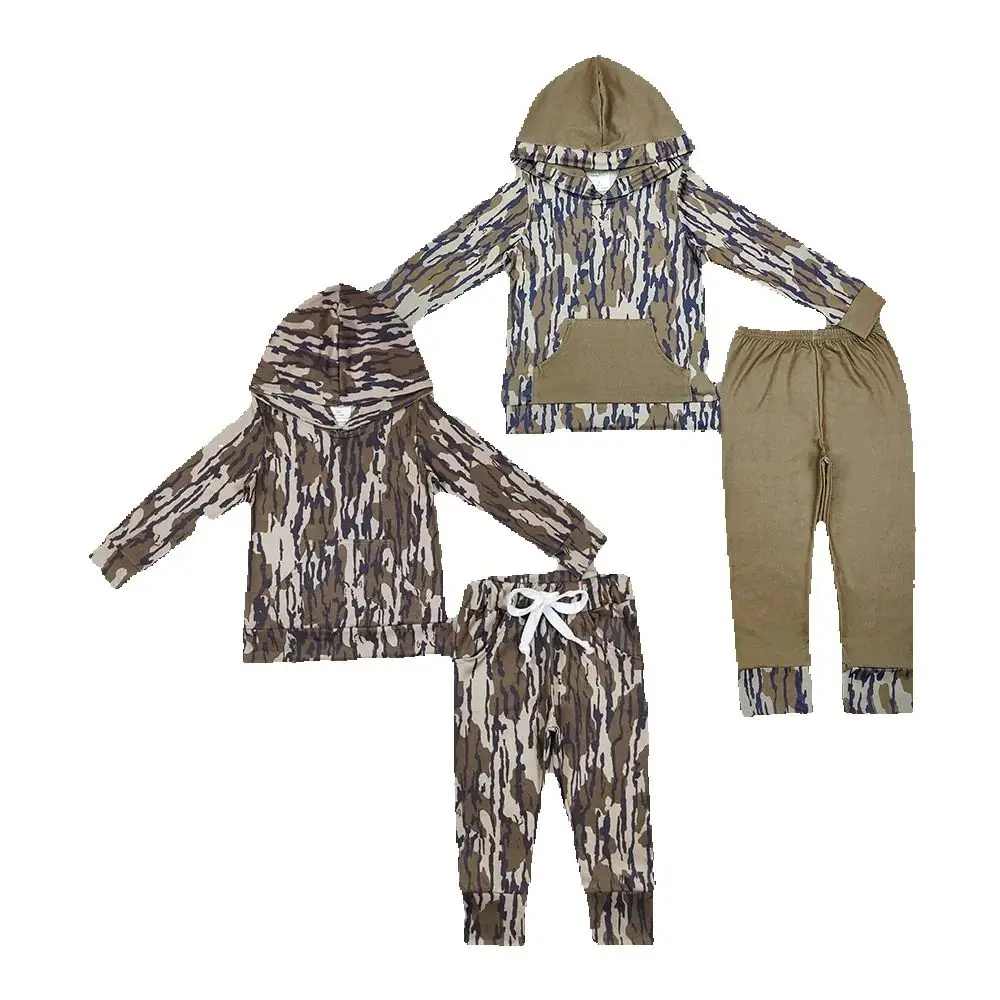 

Sibling Baby Boys Bottomland Camo Hooded Top Hunting Pants Clothes Sets