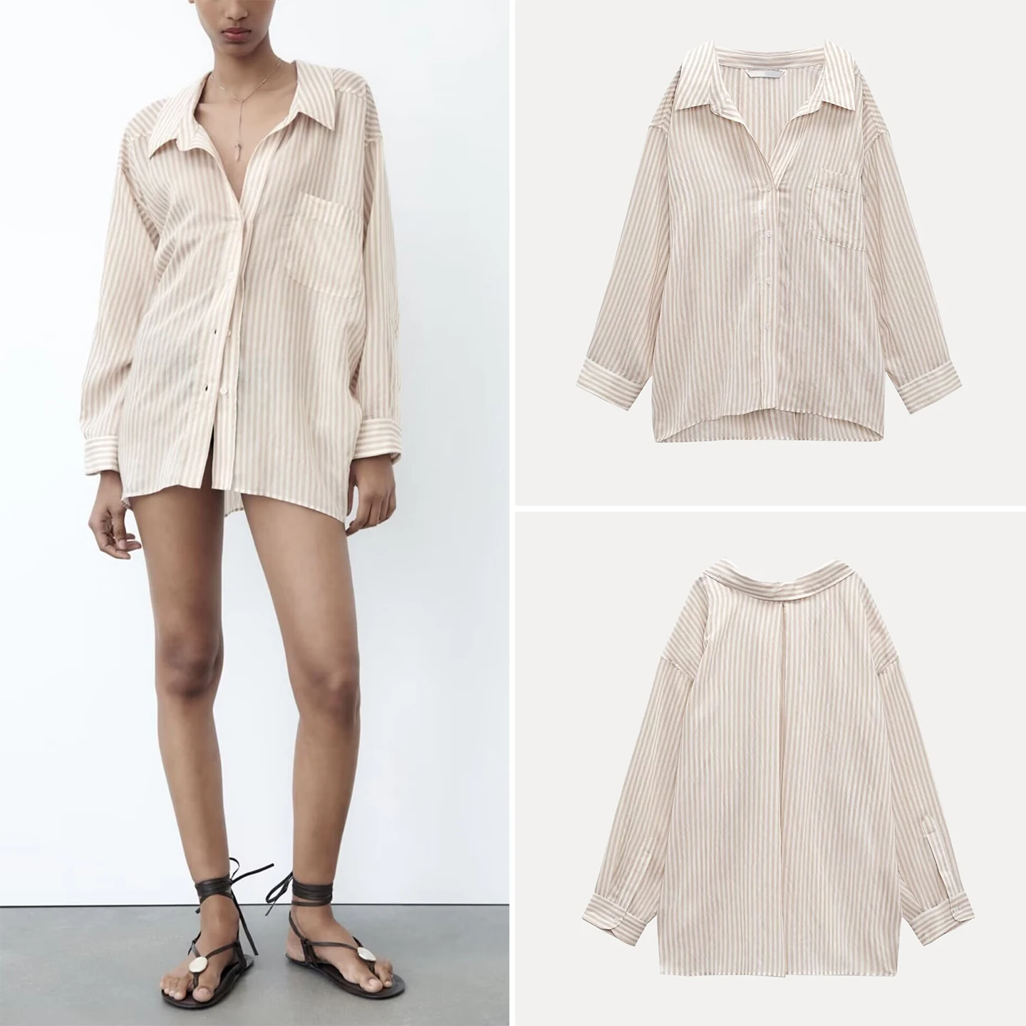 Z-Cseta hoada a rayas para mujer, moda informal, versátil, personalidad, manga larga, estilo europeo, calidad super...