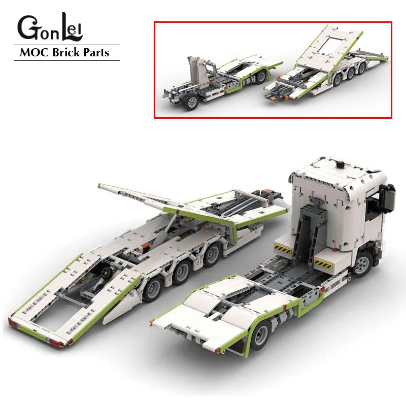 

Technical Bricks MOC Transporter Trucks Lengthened Trailer Building Block Set Assemble DIY Toys Boys Constructor Christmas Gifts