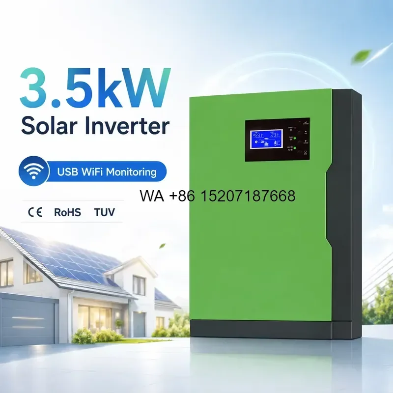Wmwmnu 3.5kW MPPT Hybrid Solar Inverter RS232 Communication Pure Sine Wave for Residential Solar Power Supply Backup System