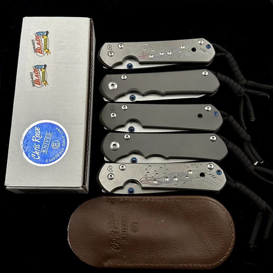 Imagem -05 - Grande Dobrável Titanium Handle Knife Acampamento ao ar Livre e Caça Bolso Edc Faca Edc Chris Reeve 21 ° e 25 ° Aniversário