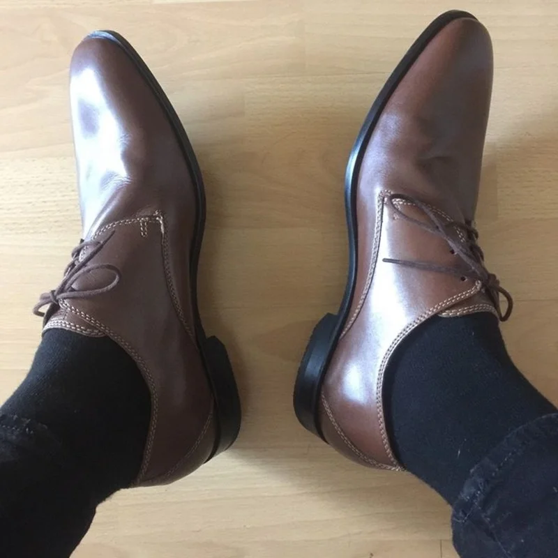 

Brown Shallow Lace Up Men Shoes Men's Dress Shoes Shallow Pumps High Quality Party Shoes Fashion Big Size 47 Zapatillas Mujer