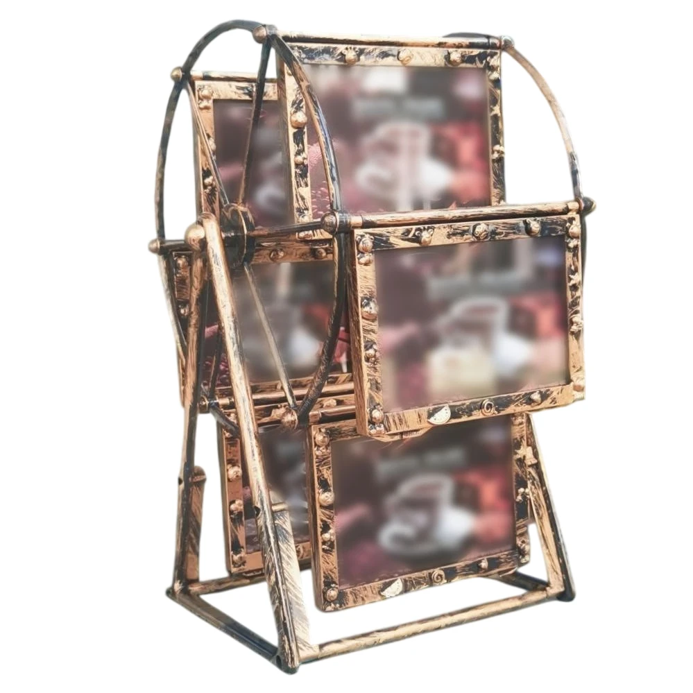 Rotating Wheel Photo Holder for 12 Standard 3.5 x 5 Inch Prints Featuring Smooth Mechanical Rotation and Nostalgic Visual Appeal